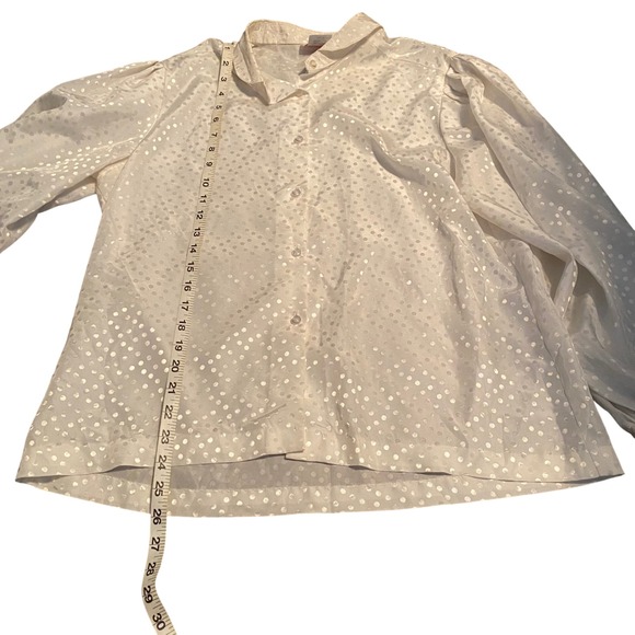 COS COB Womens Cream Polka Dot Button Up Blouse Size 18 Puff Sleeve - Picture 8 of 9
